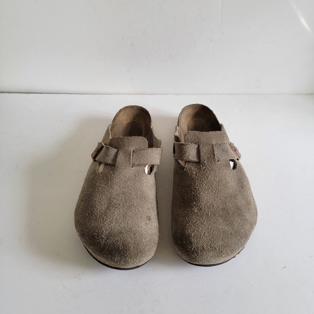 Birkenstock Boston Clogs Mens 45 12 12.5 Taupe Suede Slip On Neutral Minimalist - Picture 16 of 16